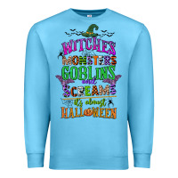 Ocean Blue witches monsters goblins and screams its almost halloween Premium Sweatshirt - CowGirlArtShop