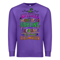Purple witches monsters goblins and screams its almost halloween Premium Sweatshirt - CowGirlArtShop