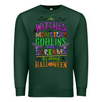 Sports Green witches monsters goblins and screams its almost halloween Premium Sweatshirt - CowGirlArtShop
