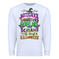 White witches monsters goblins and screams its almost halloween Premium Sweatshirt - CowGirlArtShop