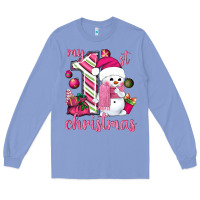 Colony Blue My 1st. pink Christmas with cute snowman Long Sleeve Tee - NancyCooperArtShop