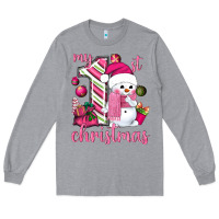 Heather Grey My 1st. pink Christmas with cute snowman Long Sleeve Tee - NancyCooperArtShop