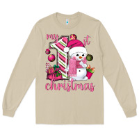 Mushroom My 1st. pink Christmas with cute snowman Long Sleeve Tee - NancyCooperArtShop