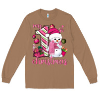 Toasted Coconut My 1st. pink Christmas with cute snowman Long Sleeve Tee - NancyCooperArtShop