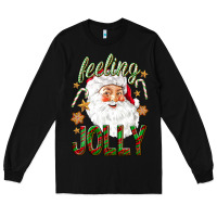 Black Feeling Jolly with Santa Long Sleeve Tee - NancyCooperArtShop