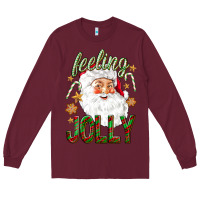 Burgundy Feeling Jolly with Santa Long Sleeve Tee - NancyCooperArtShop