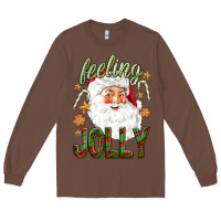Chestnut Feeling Jolly with Santa Long Sleeve Tee - NancyCooperArtShop