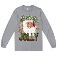 Heather Grey Feeling Jolly with Santa Long Sleeve Tee - NancyCooperArtShop