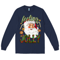 Navy Feeling Jolly with Santa Long Sleeve Tee - NancyCooperArtShop