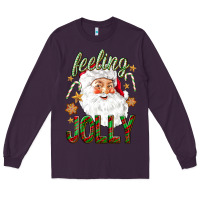 Plum Feeling Jolly with Santa Long Sleeve Tee - NancyCooperArtShop