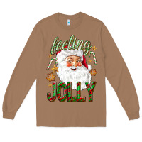 Toasted Coconut Feeling Jolly with Santa Long Sleeve Tee - NancyCooperArtShop