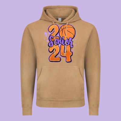Senior 2024 Basketball Vintage Hoodie Designed By Maliassmallbusiness