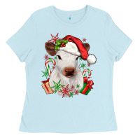 Baby Blue christmas heifer Ladies Tee - JahusDesignShop