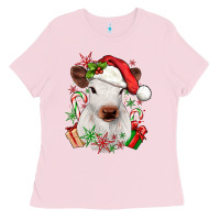 Bubblegum Pink christmas heifer Ladies Tee - JahusDesignShop