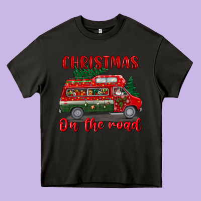 Christmas On The Road Heavy Core Tee Designed By Bundleandbundleshop