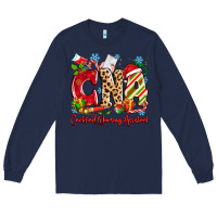 Navy CNA Certified Nursing Assistant Christmas Long Sleeve Tee - MaliasSmallBusiness