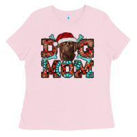Bubblegum Pink dog mom christmas with labrador Ladies Tee - RanaPortraitStore