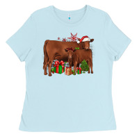 Baby Blue Christmas Gelbvieh Ladies Tee - JahusDesignShop