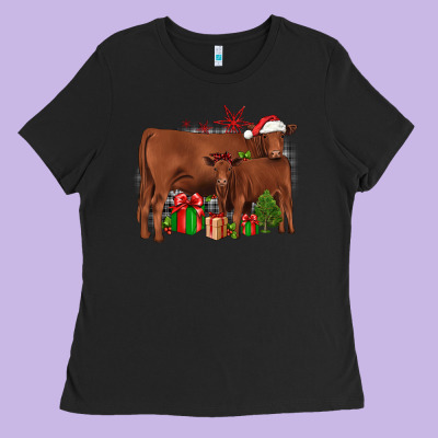 Christmas Gelbvieh Ladies Tee Designed By Jahusdesignshop