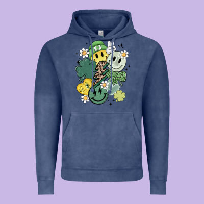 St Patricks Day Green Smile Vintage Hoodie Designed By Maliassmallbusiness