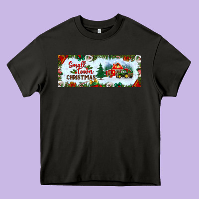 Small Town Christmas Heavy Core Tee Designed By Bundleandbundleshop