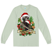 Matcha Merry Christmas skeleton with black cat Long Sleeve Tee - NancyCooperArtShop
