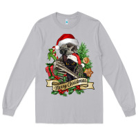 Moon Dust Merry Christmas skeleton with black cat Long Sleeve Tee - NancyCooperArtShop