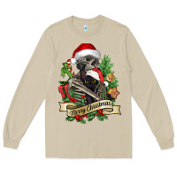 Mushroom Merry Christmas skeleton with black cat Long Sleeve Tee - NancyCooperArtShop