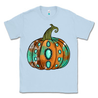 Dusty Blue Western cowhide turquoise pumpkin Classic Tee - NancyCooperArtShop