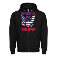 Black Trump America First Eagle Zipper Hoodie - Bettercallsaul