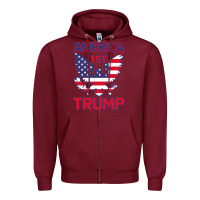 Burgundy Trump America First Eagle Zipper Hoodie - Bettercallsaul