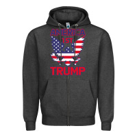 Charcoal Heather Trump America First Eagle Zipper Hoodie - Bettercallsaul