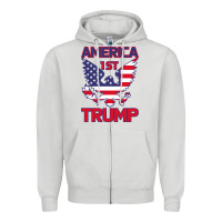 Dove Grey Trump America First Eagle Zipper Hoodie - Bettercallsaul