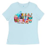 Baby Blue art teacher coffee cup Ladies Tee - AdoDesignShop