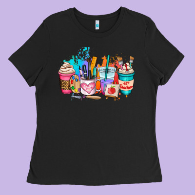 Art Teacher Coffee Cup Ladies Tee Designed By Adodesignshop