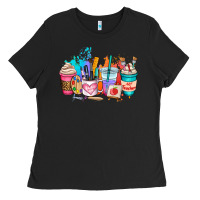 Black art teacher coffee cup Ladies Tee - AdoDesignShop