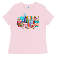 Bubblegum Pink art teacher coffee cup Ladies Tee - AdoDesignShop