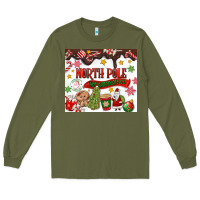 Army Green North Pole Hot Chocolate christmas Long Sleeve Tee - MaliasSmallBusiness