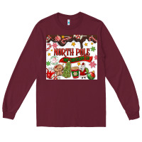 Burgundy North Pole Hot Chocolate christmas Long Sleeve Tee - MaliasSmallBusiness