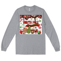 Heather Grey North Pole Hot Chocolate christmas Long Sleeve Tee - MaliasSmallBusiness