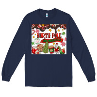Navy North Pole Hot Chocolate christmas Long Sleeve Tee - MaliasSmallBusiness