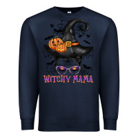 Navy witchy mama messy bun Premium Sweatshirt - CowGirlArtShop