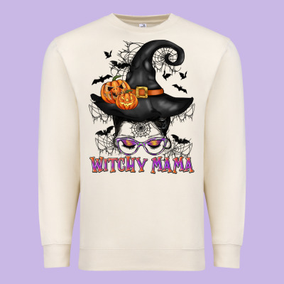 Witchy Mama Messy Bun Premium Sweatshirt Designed By Cowgirlartshop