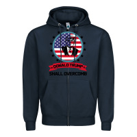 Navy DONALD TRUMP 2016 WE SHALL OVERCOMB Zipper Hoodie - Bettercallsaul