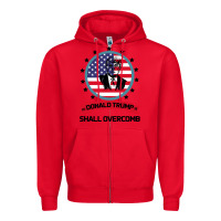 Red DONALD TRUMP 2016 WE SHALL OVERCOMB Zipper Hoodie - Bettercallsaul