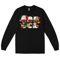 Black Christmas Wine Glasses Long Sleeve Tee - MaliasSmallBusiness