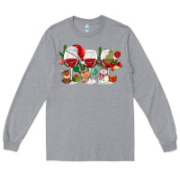 Heather Grey Christmas Wine Glasses Long Sleeve Tee - MaliasSmallBusiness