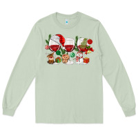 Matcha Christmas Wine Glasses Long Sleeve Tee - MaliasSmallBusiness