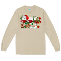 Mushroom Christmas Wine Glasses Long Sleeve Tee - MaliasSmallBusiness