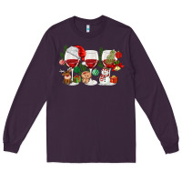 Plum Christmas Wine Glasses Long Sleeve Tee - MaliasSmallBusiness